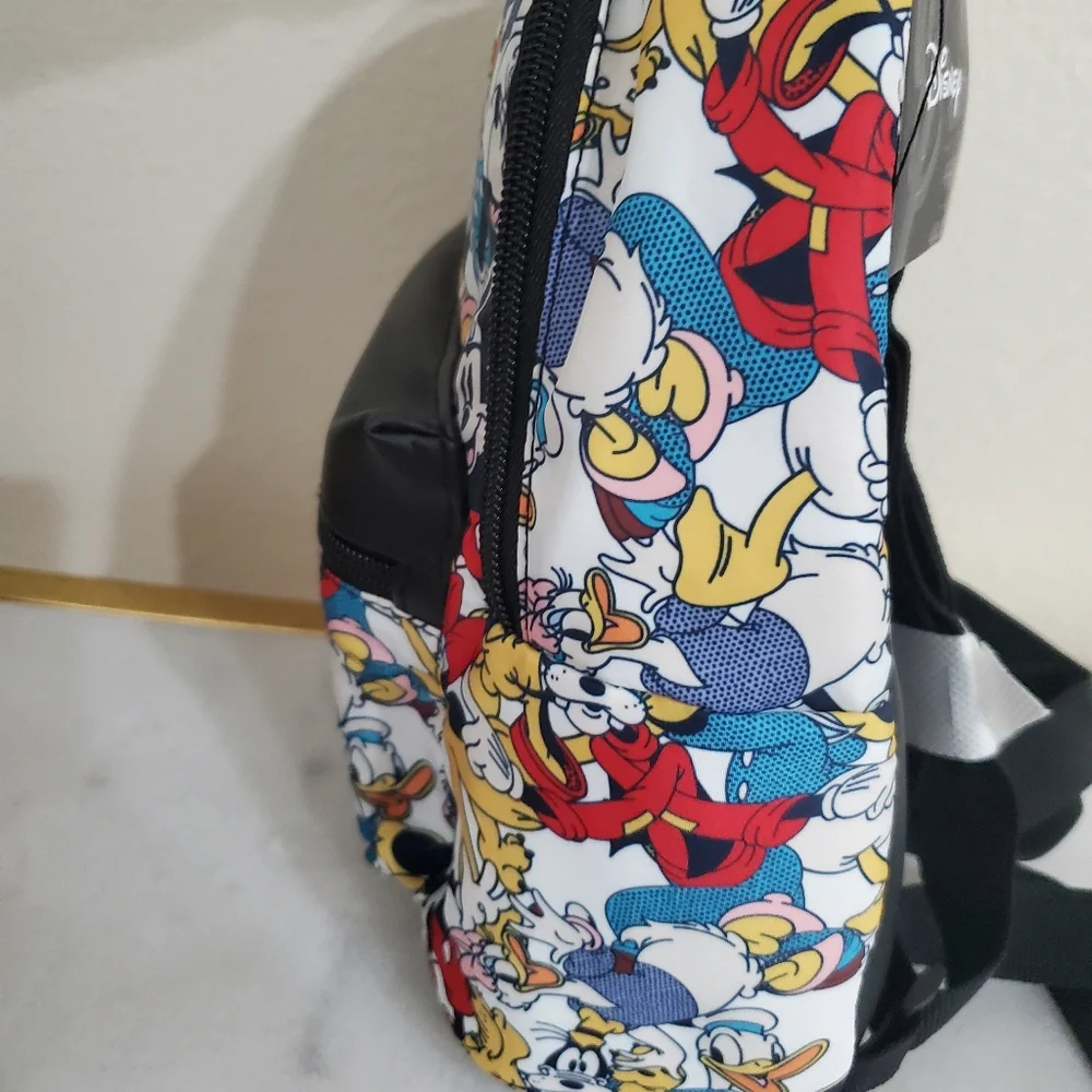 Disney Colorful Mickey Mouse Donald Duck Gang Nylon Backpack NEW Travel Bag